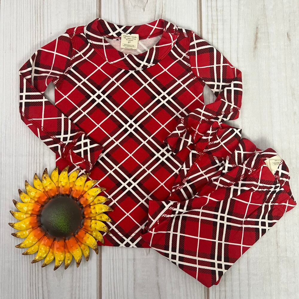 Monica + Andy 2T Red Plaid Organic Cotton Pajama Set